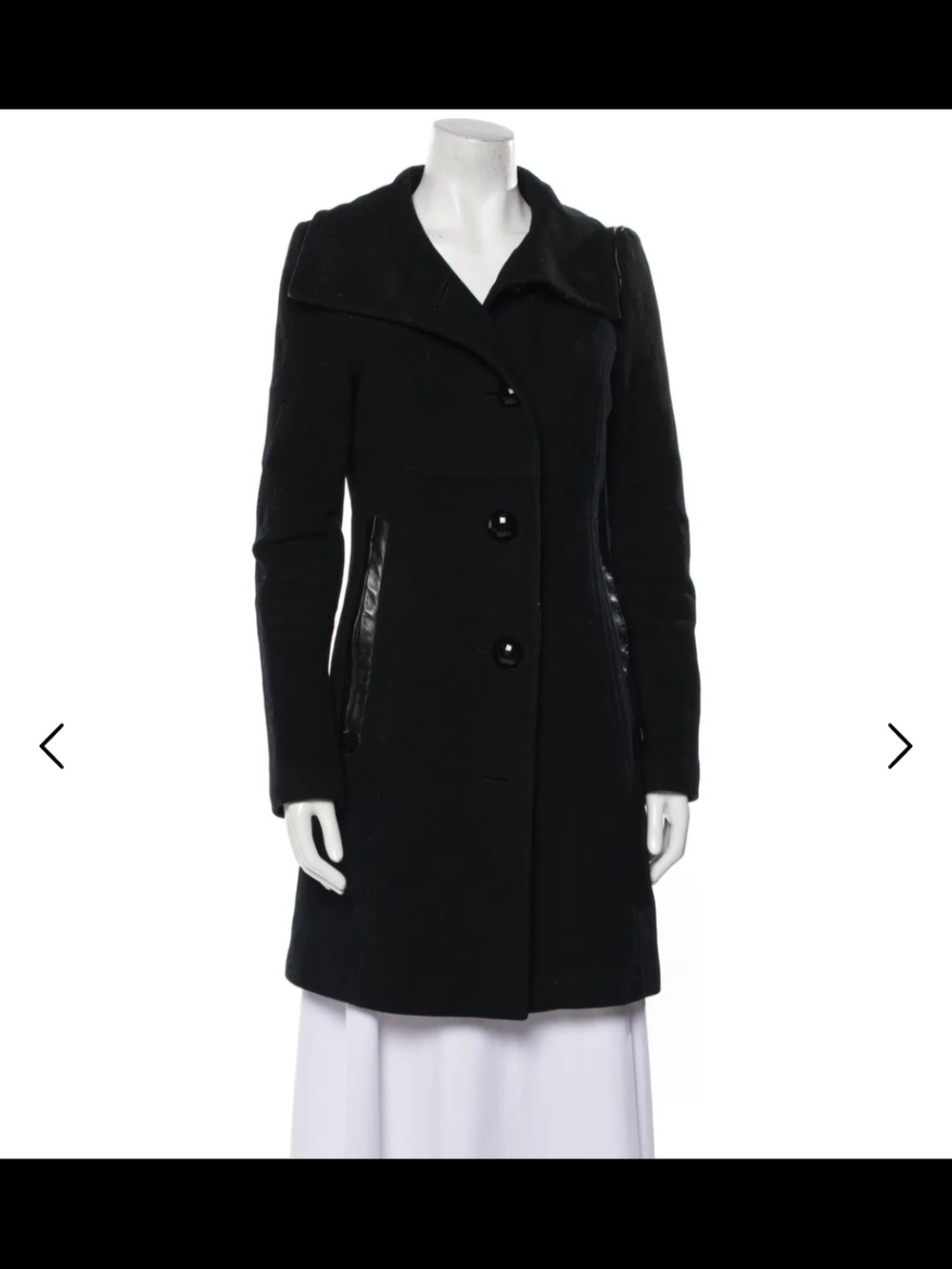 Mackage Womens Black Wool-Blend Single-Breasted Coat